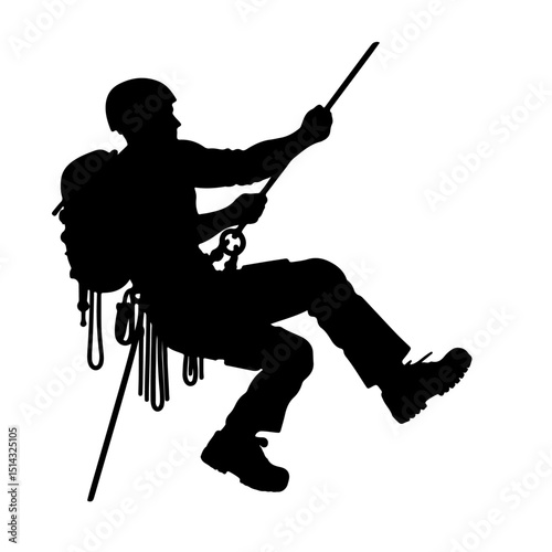 Rappelling  silhouette 