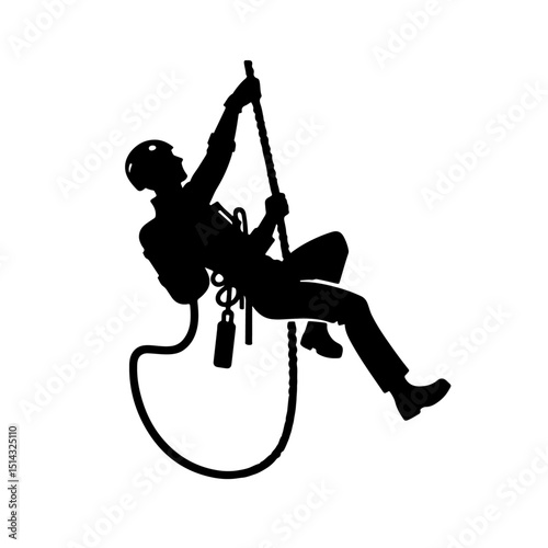 Rappelling  silhouette 