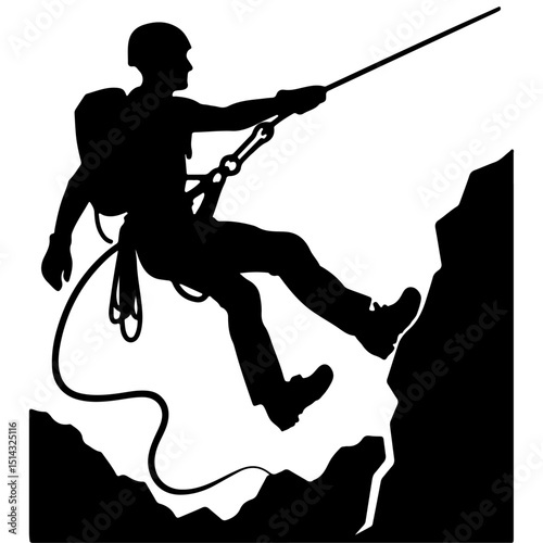 Rappelling  silhouette 