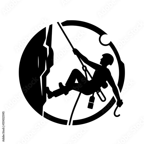 Rappelling  silhouette 