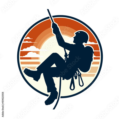 Rappelling  silhouette 
