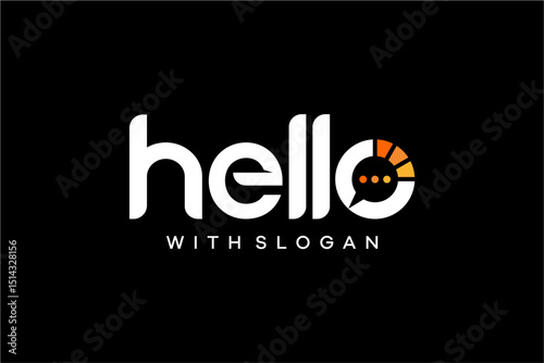 word hello , speech bubble and text typography written