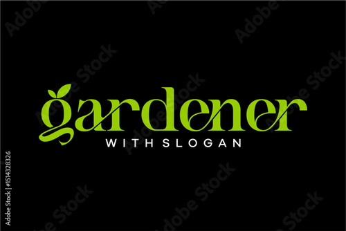word of gardener. modern minimalist lowercase bold typography, feminine fonts. vector graphic