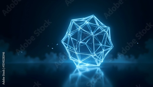 An electrifying, futuristic display showcasing a luminous, geometric structure in a dark, abstract composition that embodies the convergence of technology and artistry.