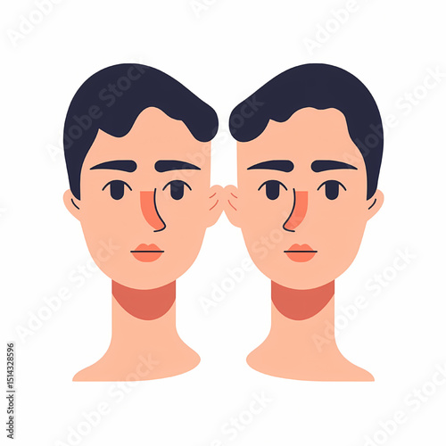 Twin Portrait: A minimalist illustration of twin figures with identical facial features, offering a glimpse into the bond of shared heritage.