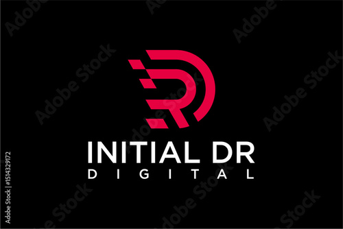 Letter DR digital tecnology, business logo design. monogram simple illustration