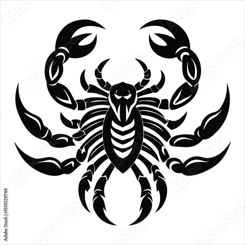 scorpion silhouette isolated on white background, Black silhouette illustrations of scorpions on a white background showcasing unique features and characteristics