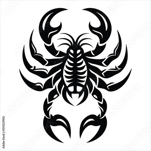 scorpion silhouette isolated on white background, Black silhouette illustrations of scorpions on a white background showcasing unique features and characteristics