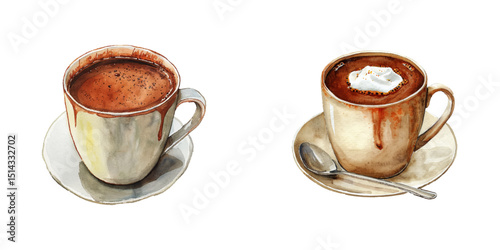 hot chcocolate watercolor vector illustration