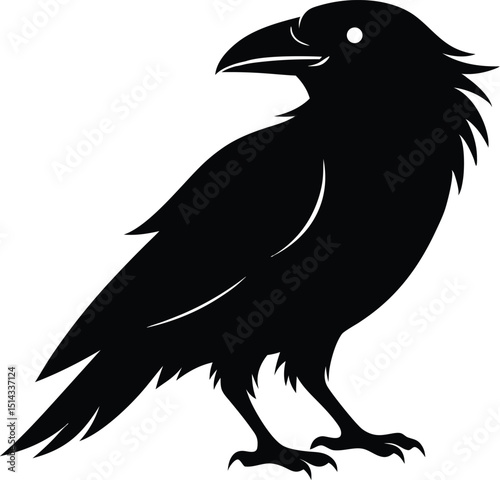 Raven Silhouette Vector, Raven Mysterious Bird