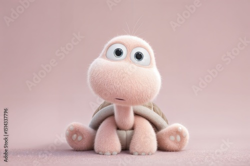 Un adorable caparazón rosado con ojos grandes y expresivos.