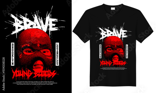 brave young blodds streetwear t shirt design,ganster t shirt design,ganster streetwear t shirt design,streetwear t shirt design