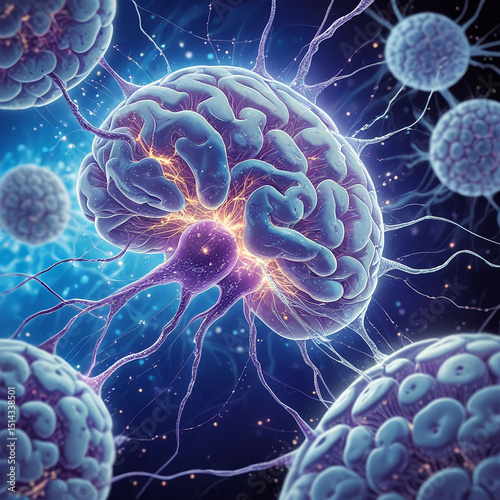   Brain cells in the human body photo