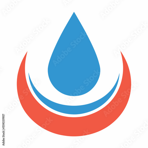 Blue Water Droplet with Orange Wave Logo.