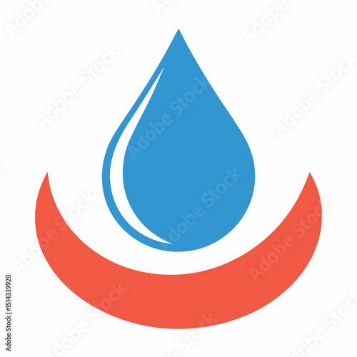 Plumbing and Heating Icon with Water Symbol.