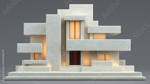 Modern Minimalist Architectural Model: A Study in Geometric Forms and Light