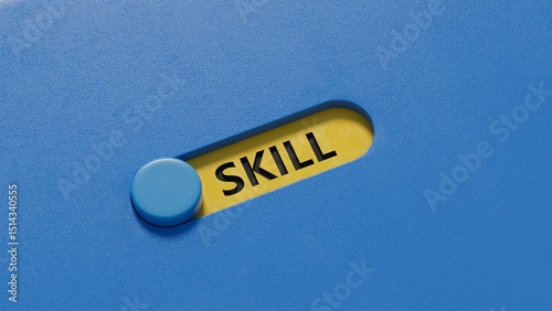 Fotografia Word skill, Wooden small slide switch with letters with copy space available