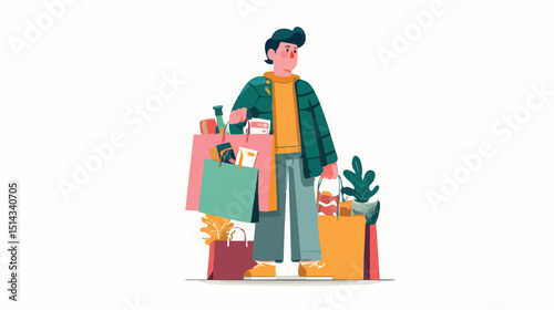 Flat Design People Shopping