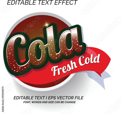 Cola Editable Text Effect logo or Label Vector Template