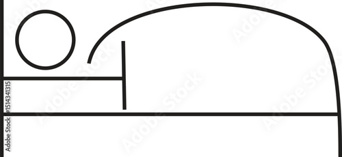 Minimalist Line Art Hospital Bed Vector with Patient Icon – Medical Care Illustration for Healthcare Services, Clinic Infographics, and Recovery Support Design
