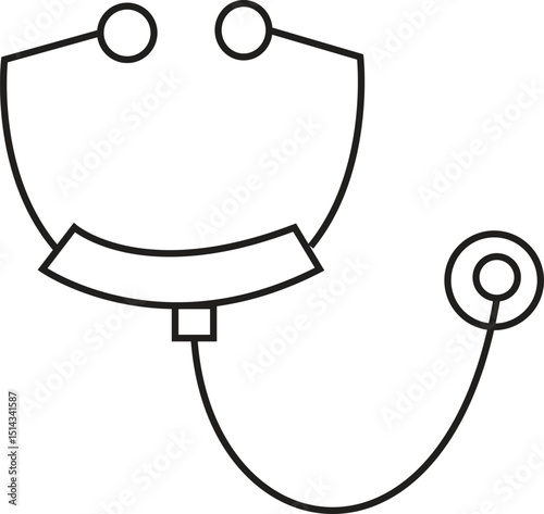Minimalist Line Art Stethoscope Vector Icon – Medical Equipment Illustration for Healthcare, Diagnosis, Doctor Tools, and Clinical Education Design