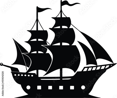 Ship Vector Art, Pirate Ship Icon