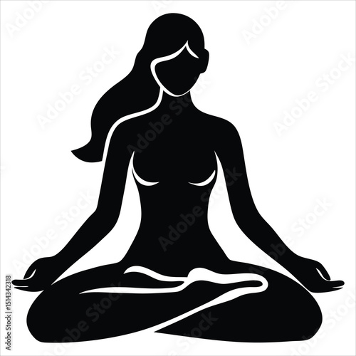 Silhouette of sexy pinup girl with long hair in dance shoes, Silhouette of woman dancing with transparent fabric in black and white