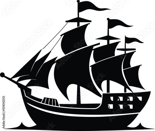 Ship Vector Art, Pirate Ship Icon