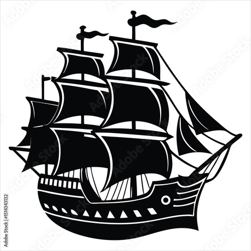 A cruise ship silhouette white background, silhouette of a ship, Multipurpose offshore ship silhouette