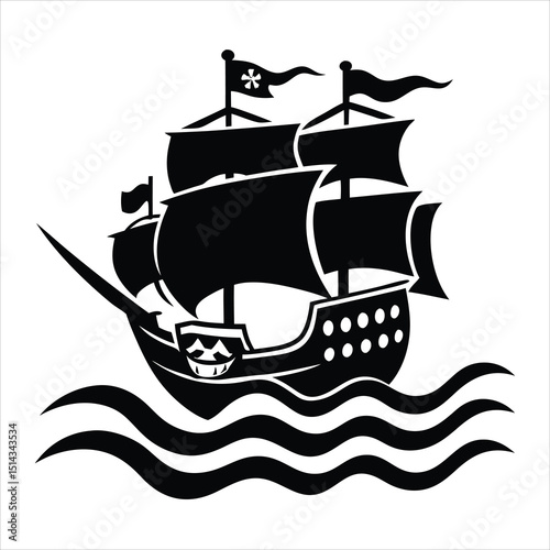 A cruise ship silhouette white background, silhouette of a ship, Multipurpose offshore ship silhouette