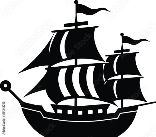 Ship Vector Art, Pirate Ship Icon