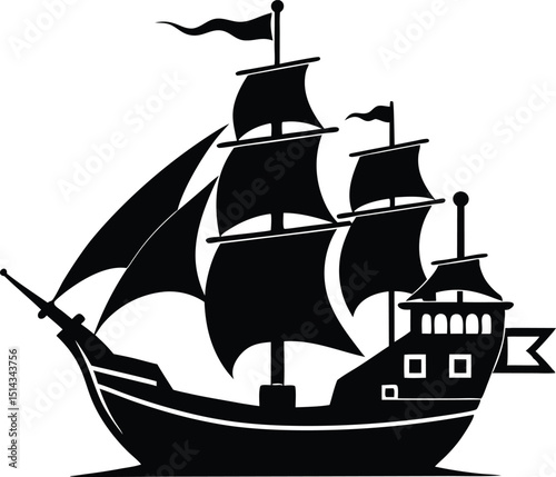 Ship Vector Art, Pirate Ship Icon
