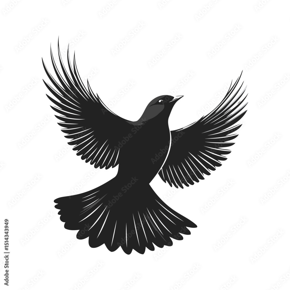 Obraz premium Stylized Bird Silhouette With Spread Wings