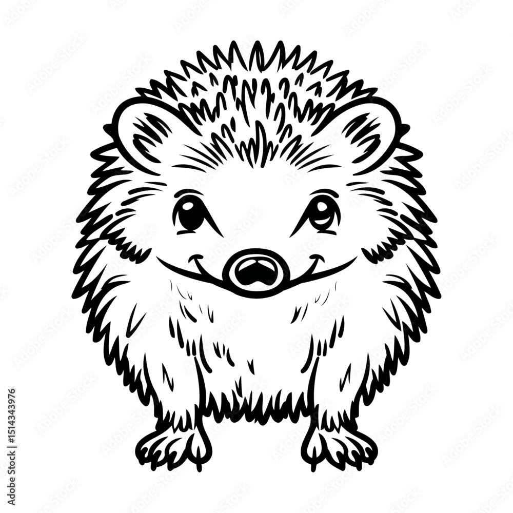 Fototapeta premium Cute Hedgehog Line Art Illustration
