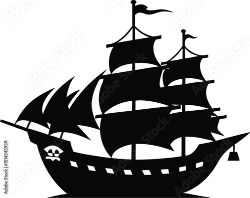 Ship Vector Art, Pirate Ship Icon