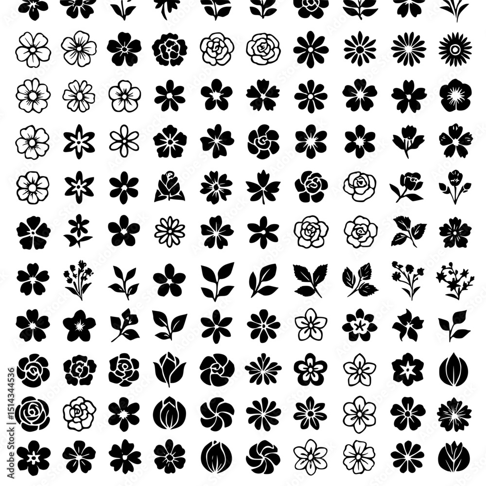 set of floral elements set of floral elements