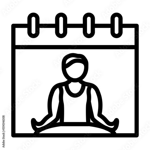 Yoga Calendar Vector Line Icon Design