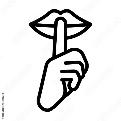 Silence Symbol Vector Line Icon Design