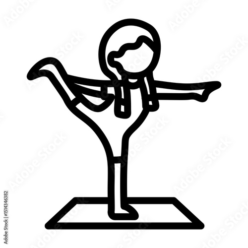 Kids Yoga Vector Line Icon Design