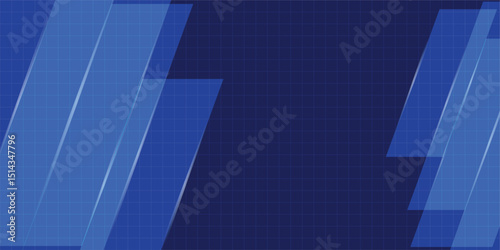 Geometric blue background with square grid and abstract shapes, perfect for tech and data