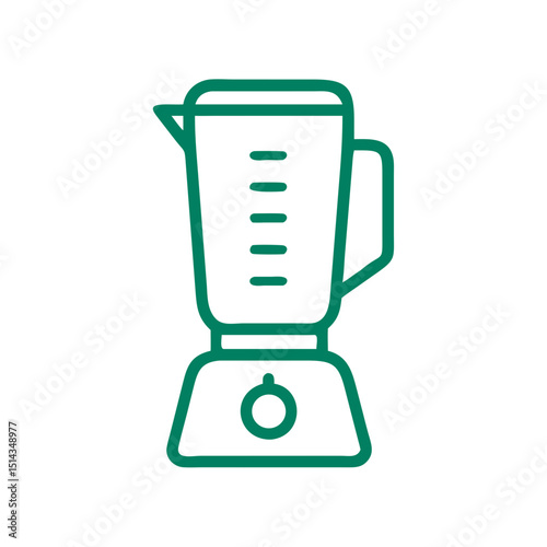 Blender icon, minimalist design, green outline on white background, vector illustration