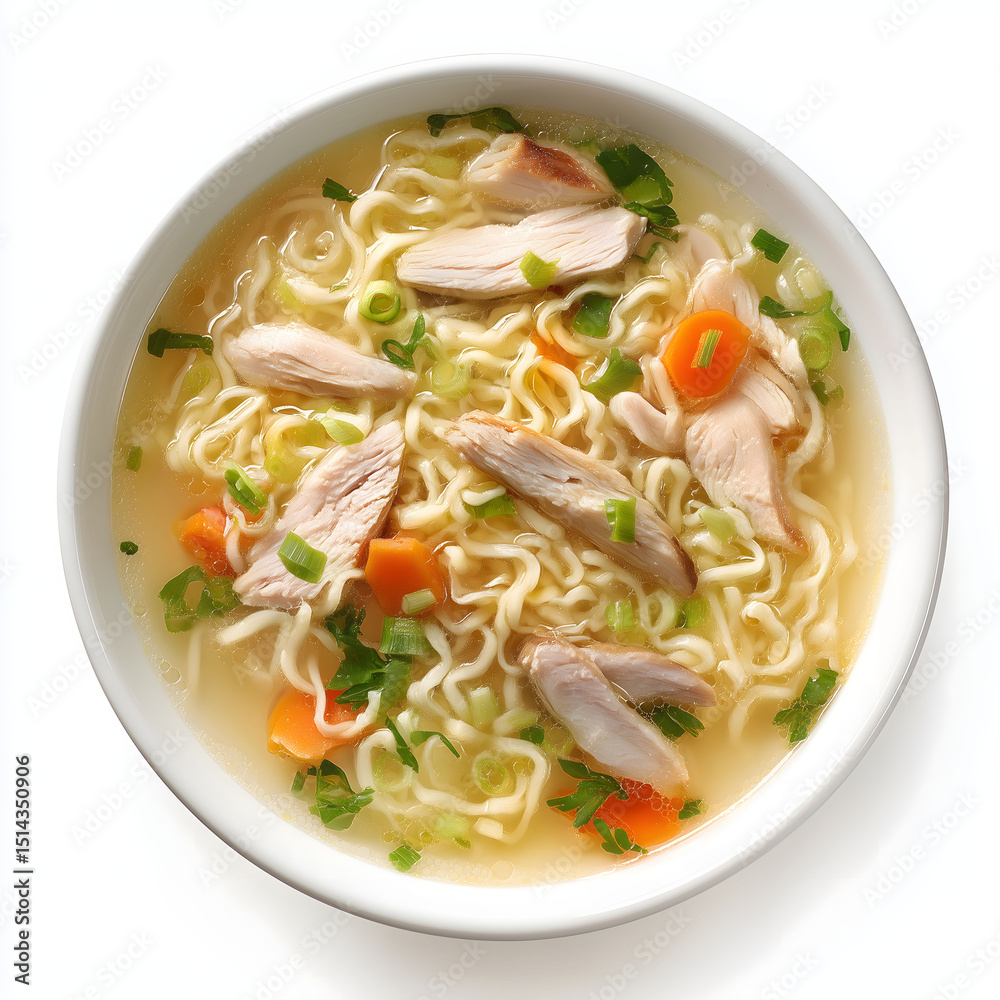a high resolution food image of chicken noodles isolated on white background styled with glow effect and no surrounding distractions a high resolution food image of chicken noodles isolated on white background styled with glow effect and no surrounding distractions