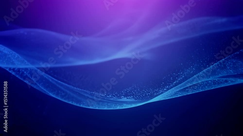 Abstract blue wavy lines flowing on purple and blue gradient background