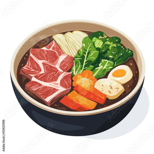 Shabu-Shabu Bowl with Beef and Tofu in Broth