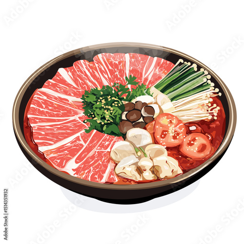 Shabu-Shabu Bowl with Beef and Tofu in Broth