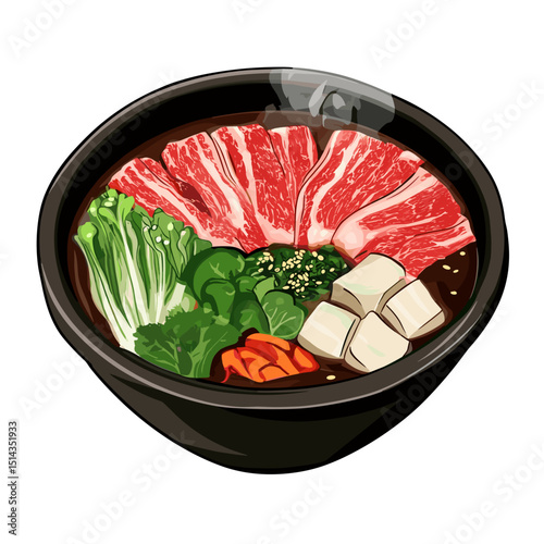 Shabu-Shabu Bowl with Beef and Tofu in Broth