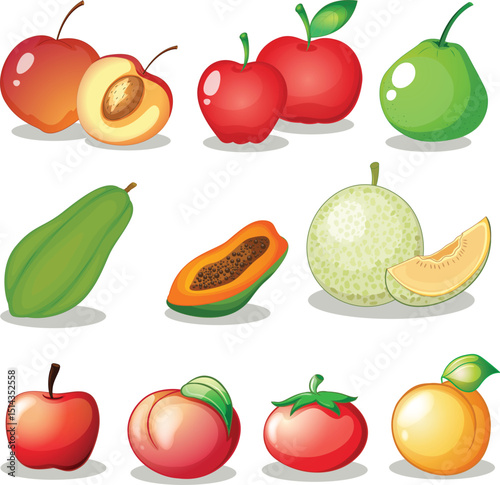 set of fruits and berries