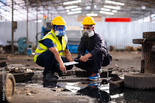 Old plastic barrels containing toxic chemicals : Officials from the Department of Hazardous substances control bureau is investigating the leak of a hazardous chemical in chemical industry plant