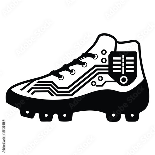 sports cleats silhouette vector illustrator, soccer shoe line art silhouette vector illustration