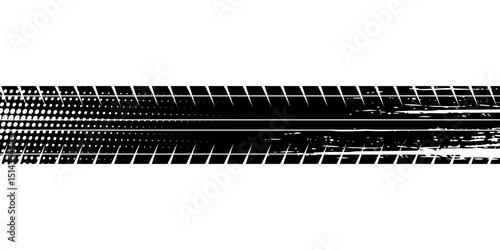 Grunge tire track, wheel braking marks. Truck, car or motorcycle tread pattern silhouette. Auto race, motorsport, speed racing design element.